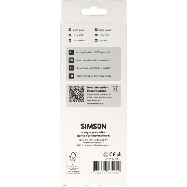 Load image into Gallery viewer, Simson ketting derailleur 5 6 7v ug
