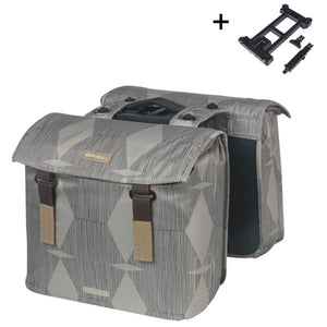 Basil dubbele fietstas elegance mik 40 - 49 liter - chateau taupe