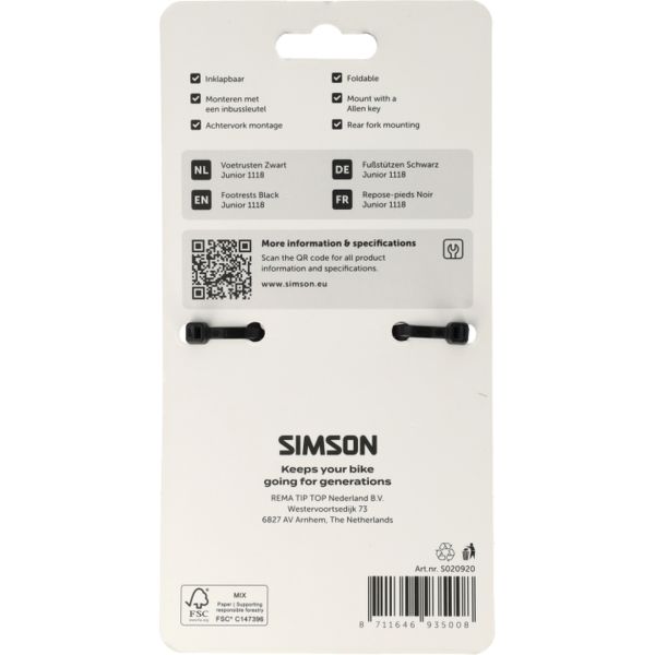 Load image into Gallery viewer, Simson voetrusten 1118 op as
