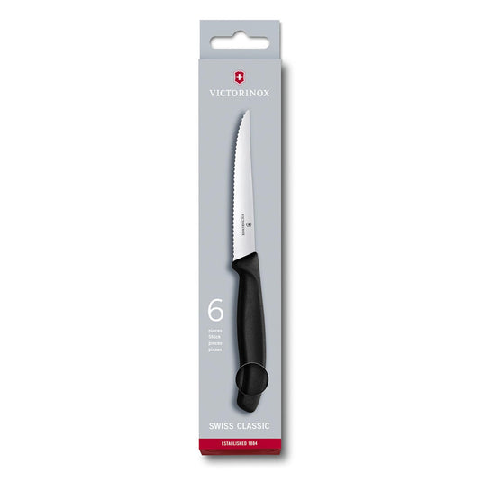 Victorinox steakmessen zwart 6 stuks
