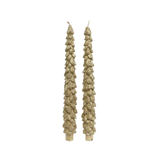 Decoris dinerkaars kerstboom set van 2 stuks goud ã˜2,1xh25cm