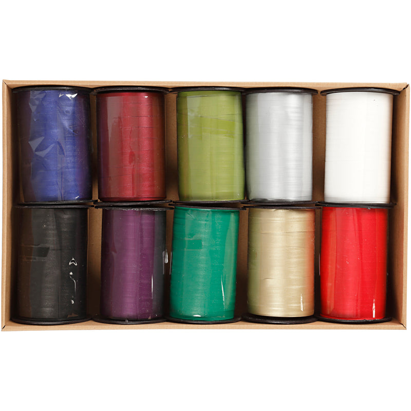 Load image into Gallery viewer, Https: www.cchobby.nl cadeaulint-b-10-mm-diverse-kleuren-10x250-m-1-doos
