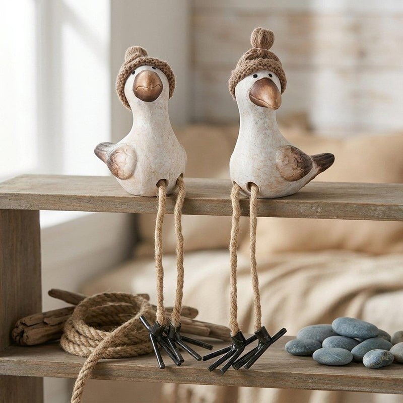 Load image into Gallery viewer, Boltze home figuur simon zeemeeuw 22cm bungelbenen
