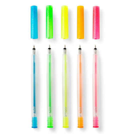 Cricut • glitter gel neon pens 5-pack (pink, orange, yellow, green, blue)
