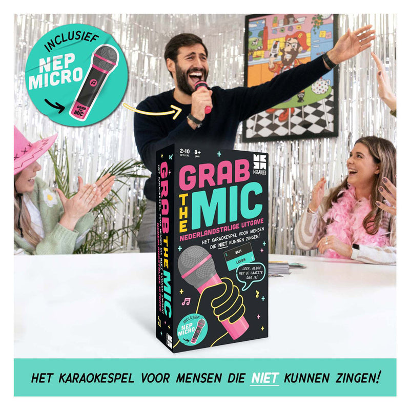 Load image into Gallery viewer, Megableu grab the mic - karaoke partyspel - muziekspel voor 2-10 spelers - bekend van tiktok - nederlandstalige versie
