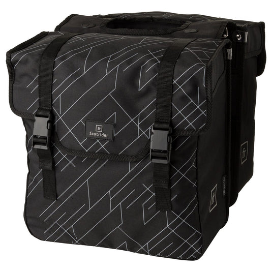 Fastrider dex dubbele fietstas - 36 liter - zwart grijs - gerecyceld en waterafstotend polyester