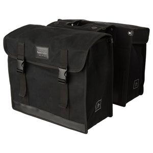 Fastrider canvas hybride 36 dubbele fietstas zwart 47l - afgeschuind - waterafstotend canvas - reflecterend - geschikt voor e-bike