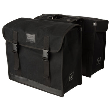 Fastrider canvas hybride 36 dubbele fietstas zwart 47l - afgeschuind - waterafstotend canvas - reflecterend - geschikt voor e-bike
