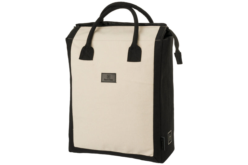 Load image into Gallery viewer, Fastrider classic - fietstas - boodschappentas - 20l - beige - waterafstotend waxed canvas - click en go systeem - reflecterende details
