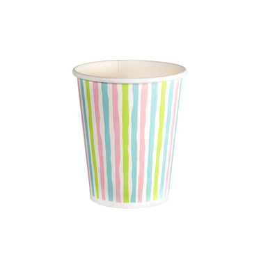Duni papieren bekers stripes multi 24cl pak a 10 stuks