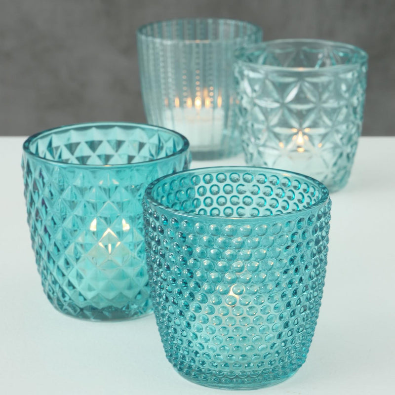 Load image into Gallery viewer, Boltze home theelichthouder set a 4st ø7xh7cm blauw
