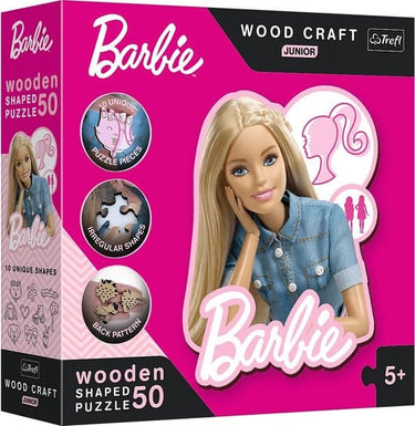 Trefl houten puzzel junior - barbie 50 stukjes - wood craft.