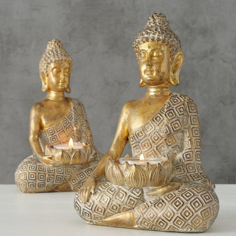 Load image into Gallery viewer, Boltze home theelichthouder buddha 14x10xh21cm goud
