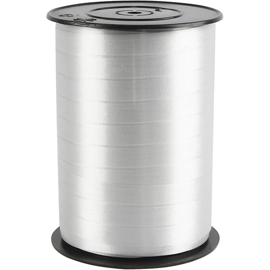 Cadeaulint, b: 10 mm, glossy, zilver, 250 m 1 rol