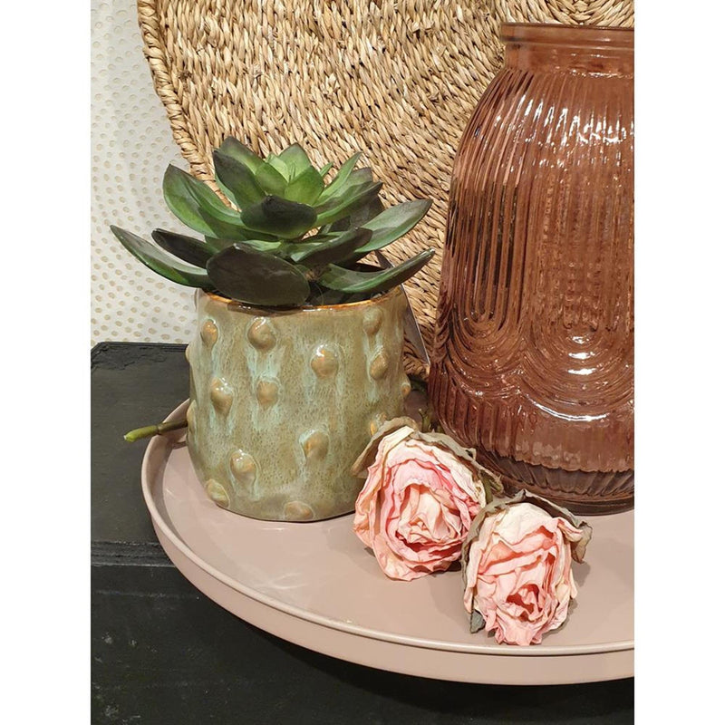 Afbeelding laden in galerijviewer, Hbx natural living bloempot bozzola ã˜11,5xh11cm olijfgroen
