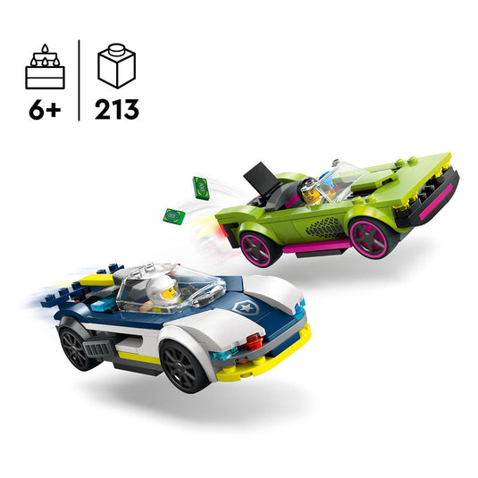 Lego city 60415 politiewagen en snelle autoachtervolging