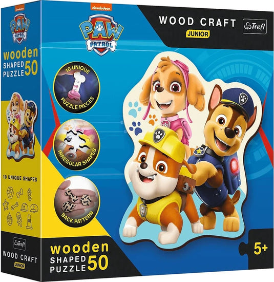 Trefl puzzel - paw patrol houten puzzel - 50 stukjes