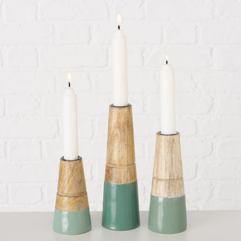 Load image into Gallery viewer, Boltze home kandelaar hotou 3-delig mangohout groen
