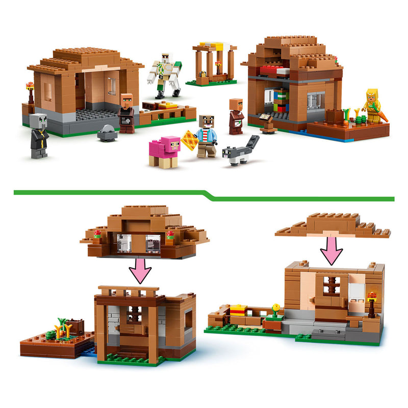 Afbeelding laden in galerijviewer, Lego minecraft oproeper dorpsaanval speelgoed voor kinderen met 11 figuren uit de videogame 21596
