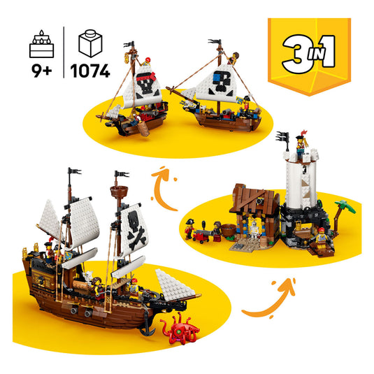 Lego creator 3in1 klassiek piratenschip piraten boot speelgoed voor kinderen 31387