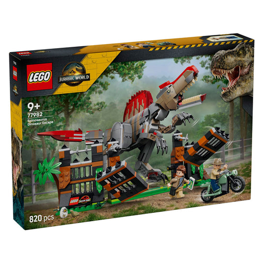 Lego jurassic world spinosaurus ontsnapping dinosaurus speelgoed voor kinderen 77982