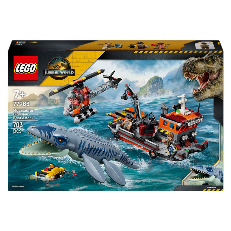 Load image into Gallery viewer, Lego jurassic world mosasaurus bootaanval dinosaurus speelgoed voor kinderen 77983
