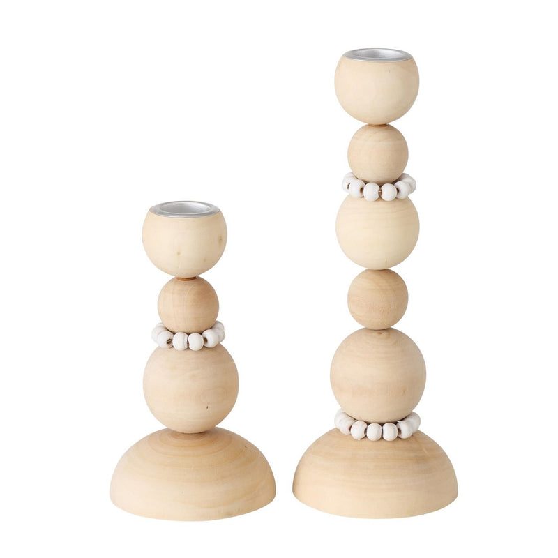 Load image into Gallery viewer, Boltze home kandelaarset beads 2-delig 8x14 8x20cm hout
