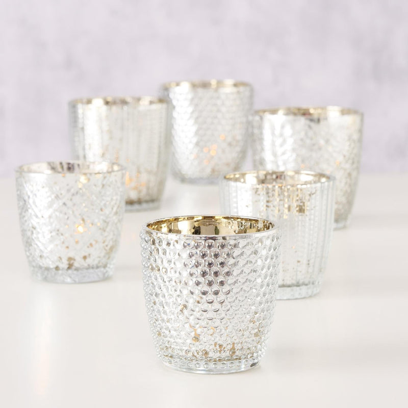 Load image into Gallery viewer, Boltze home theelichthouder glas zilver 2-dlg.
