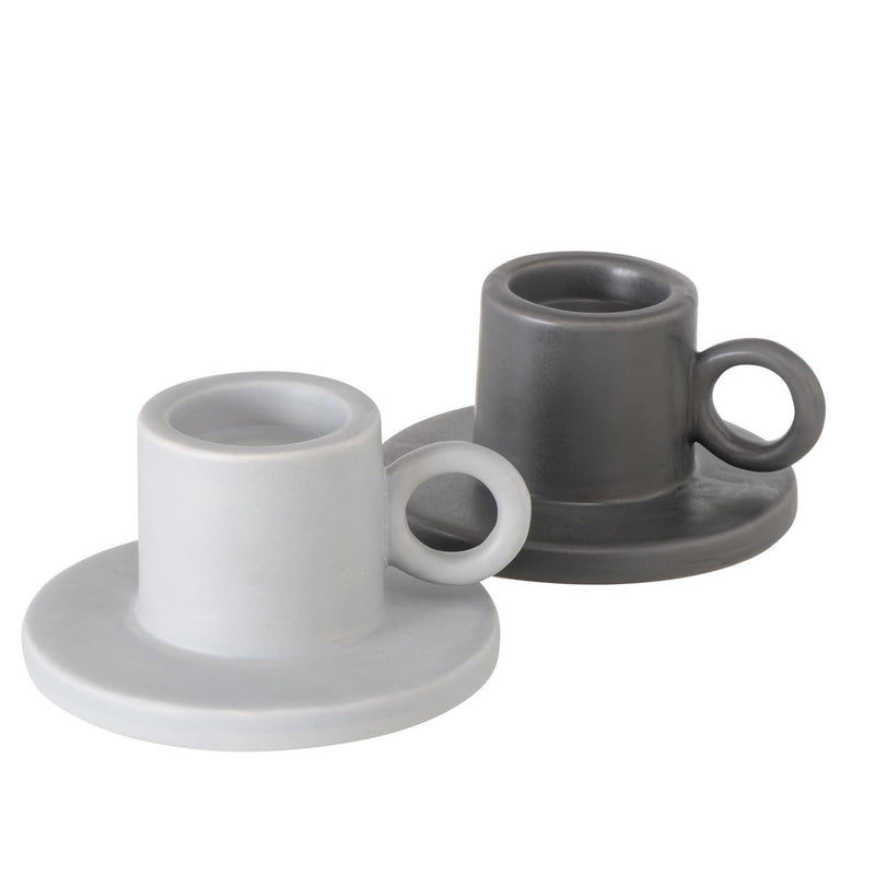 Load image into Gallery viewer, Boltze home kandelaar bryona blakertje h7cm van steen wit grijs voor waxine of dinerkaars
