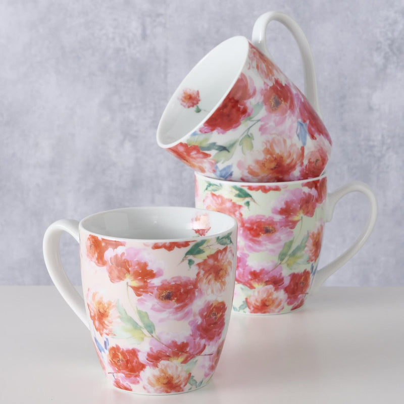 Load image into Gallery viewer, Boltze home jumbo mok karella met bloemen 480ml
