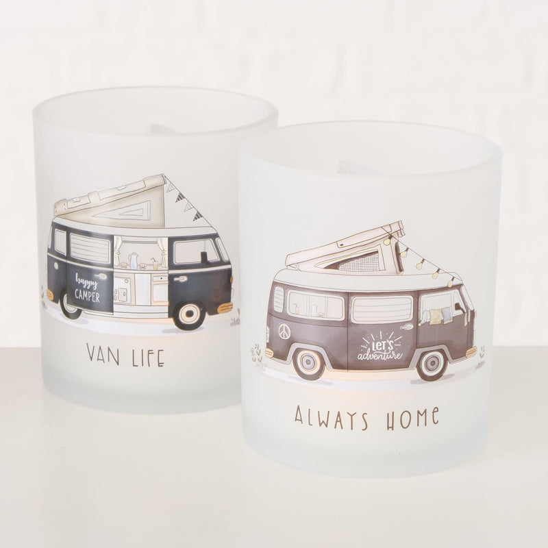 Load image into Gallery viewer, Boltze home theelichthouder glas vanlife-2 delige set groot en klein

