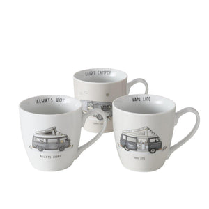 Boltze home jumbo mok vanlife camper met tekst- 480 ml wit grijs