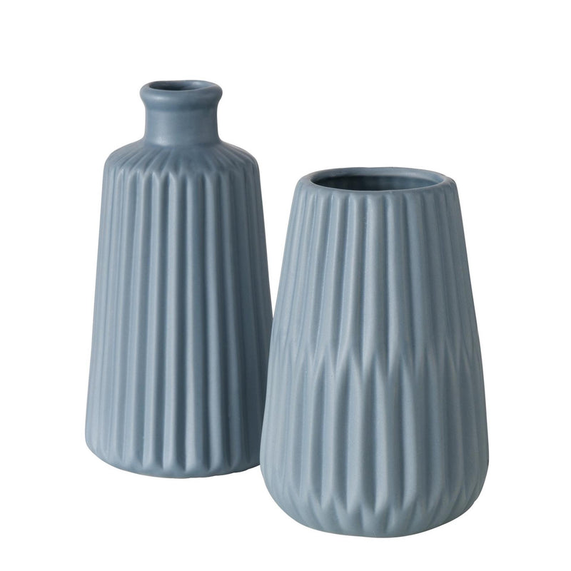 Load image into Gallery viewer, Boltze home vaas ribbel porselein h18cm lichtblauw
