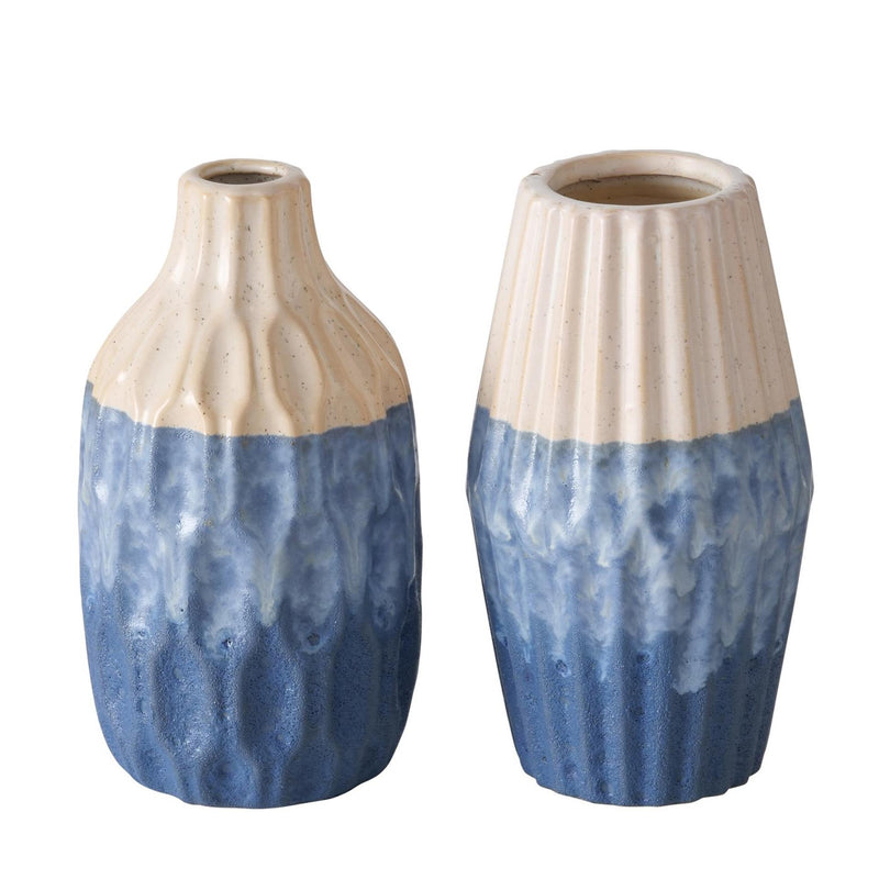 Load image into Gallery viewer, Boltze home vaas aardewerk blauw h21cm 2 assorti
