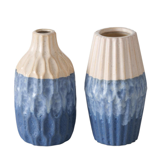 Boltze home vaas aardewerk blauw h21cm 2 assorti