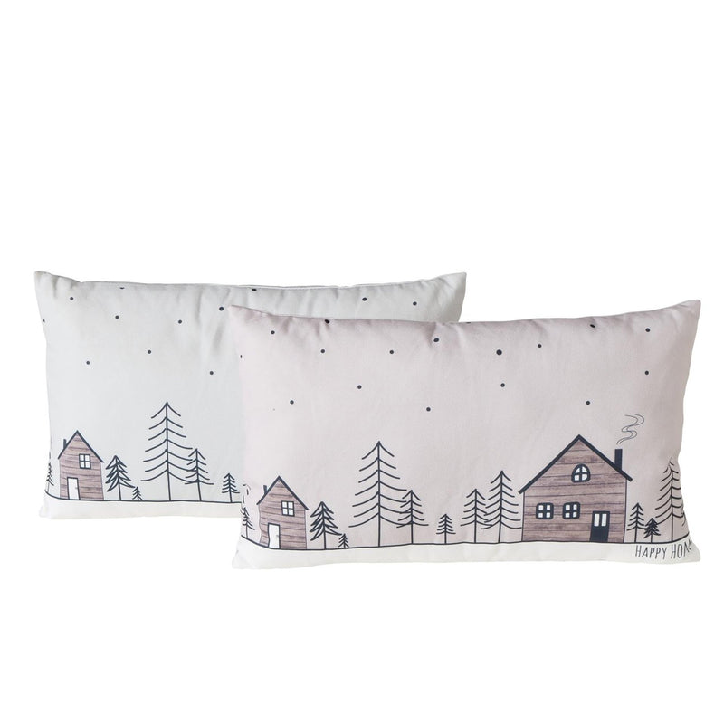 Load image into Gallery viewer, Boltze home kussen homewood, 2 ass., polyester 100%, huis, veelkleurig, motief, beige, lichtgrijs, wit
