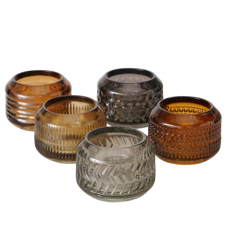 Load image into Gallery viewer, Boltze home theelichthouder glas bruintinten 6x8cm
