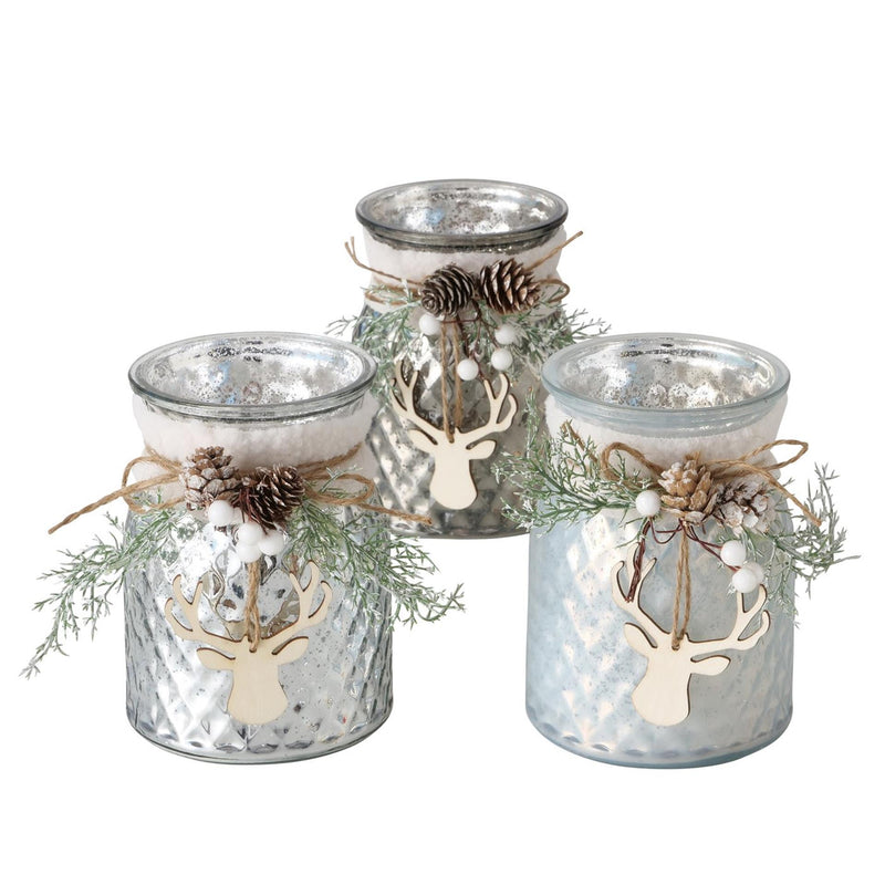 Load image into Gallery viewer, Boltze home theelichthouder glas met kerstdeco h16cm
