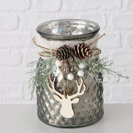 Boltze home theelichthouder wilka h16cm effen glas wit