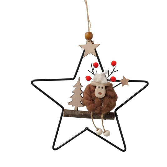 Boltze home kersthanger hert in metalen ster h18cm