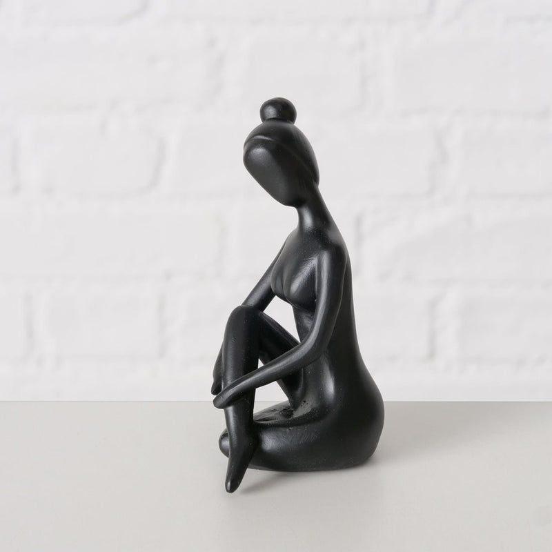 Load image into Gallery viewer, Boltze home beeld yoga vrouw zwart keramiek h10cm
