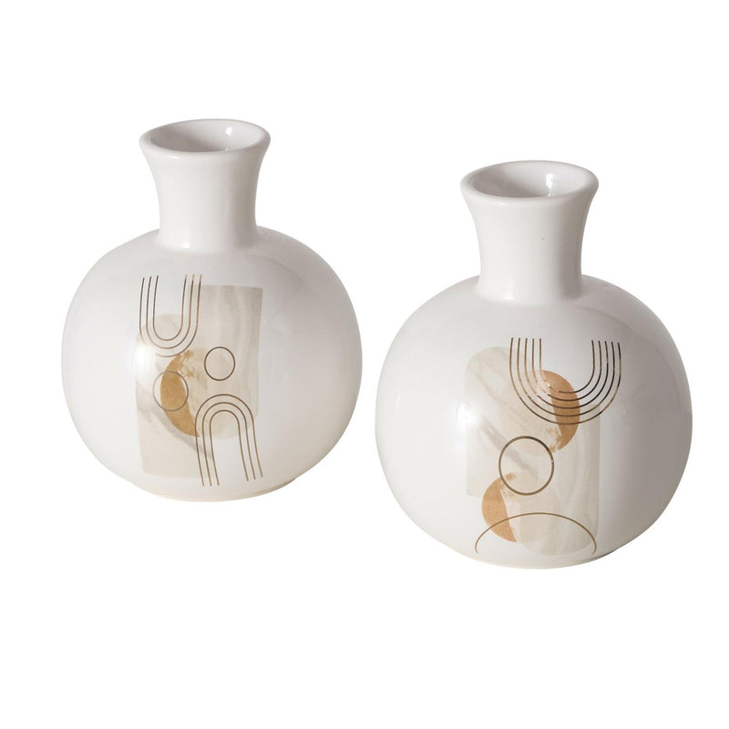Load image into Gallery viewer, Boltze home vaas 'ronami' dolomite dia.14x17cm 2 assorti wit
