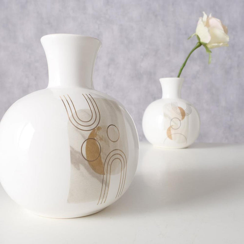 Load image into Gallery viewer, Boltze home vaas 'ronami' dolomite dia.14x17cm 2 assorti wit
