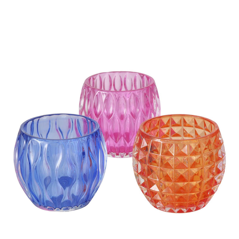 Load image into Gallery viewer, Boltze home theelichthouder glas h8,5cm 3 assorti
