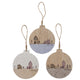 Boltze home decoratieve hanger homewood in de vorm van kerstbal met dessin van huisjes met kerstbomen- gemaakt van hout en vilt - dia 12cm