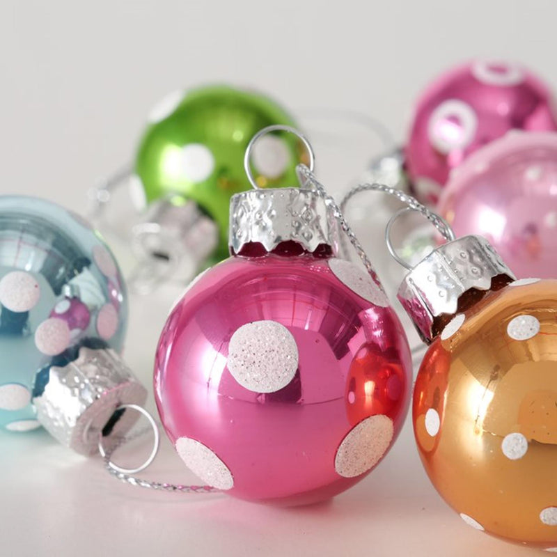 Load image into Gallery viewer, Boltze home kerstbal glas pattern 12 stuks in doosje- multi kleuren gestippeld
