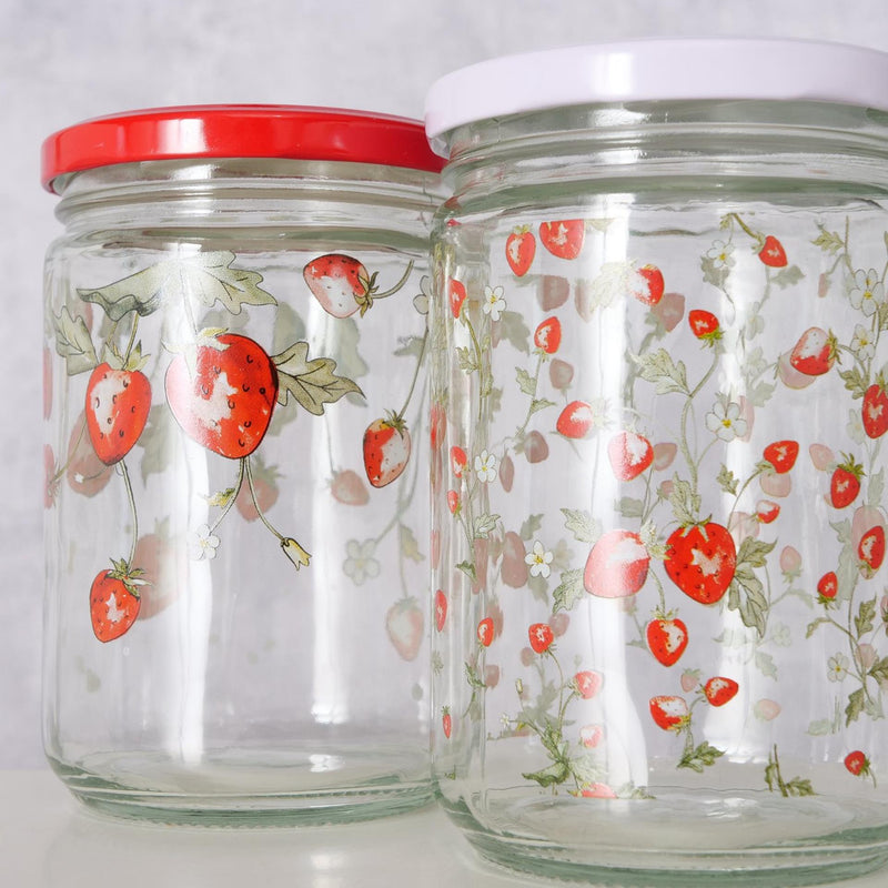 Load image into Gallery viewer, Boltze home voorraadpot 'emily' aardbei glas 500ml dia.9x13cm 2 assorti
