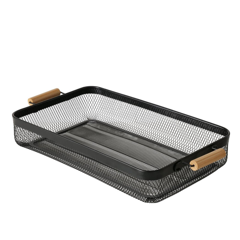 Load image into Gallery viewer, Boltze home dienblad metaal hout zwart 51x27x8cm
