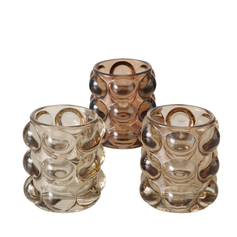 Load image into Gallery viewer, Boltze home theelichthouder h9 cm bruin 3 assorti

