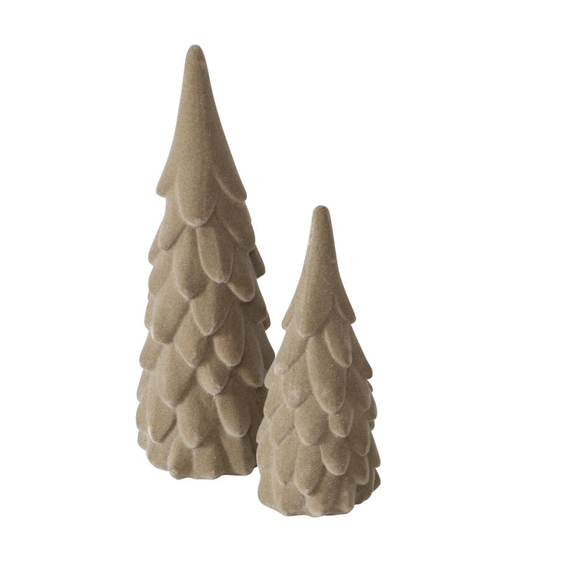 Load image into Gallery viewer, Boltze home beeld kerstboom beige set a 2 fluweel
